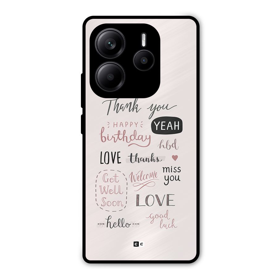 Cute Quotes Metal Back Case for Redmi Note 14 5G