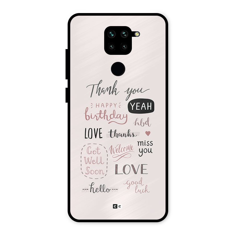 Cute Quotes Metal Back Case for Redmi Note 9