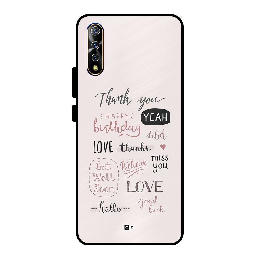 Cute Quotes Metal Back Case for Vivo S1