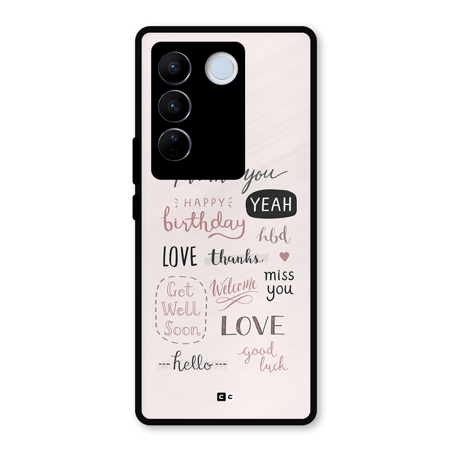 Cute Quotes Metal Back Case for Vivo V27 Pro
