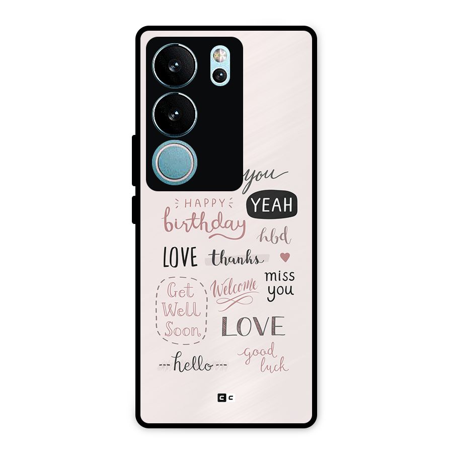 Cute Quotes Metal Back Case for Vivo V29 Pro