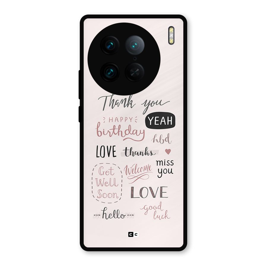 Cute Quotes Metal Back Case for Vivo X90 Pro
