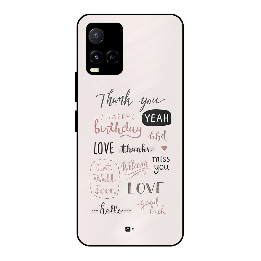 Cute Quotes Metal Back Case for Vivo Y21A