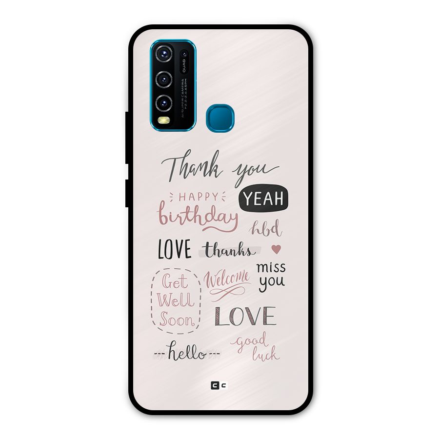 Cute Quotes Metal Back Case for Vivo Y50