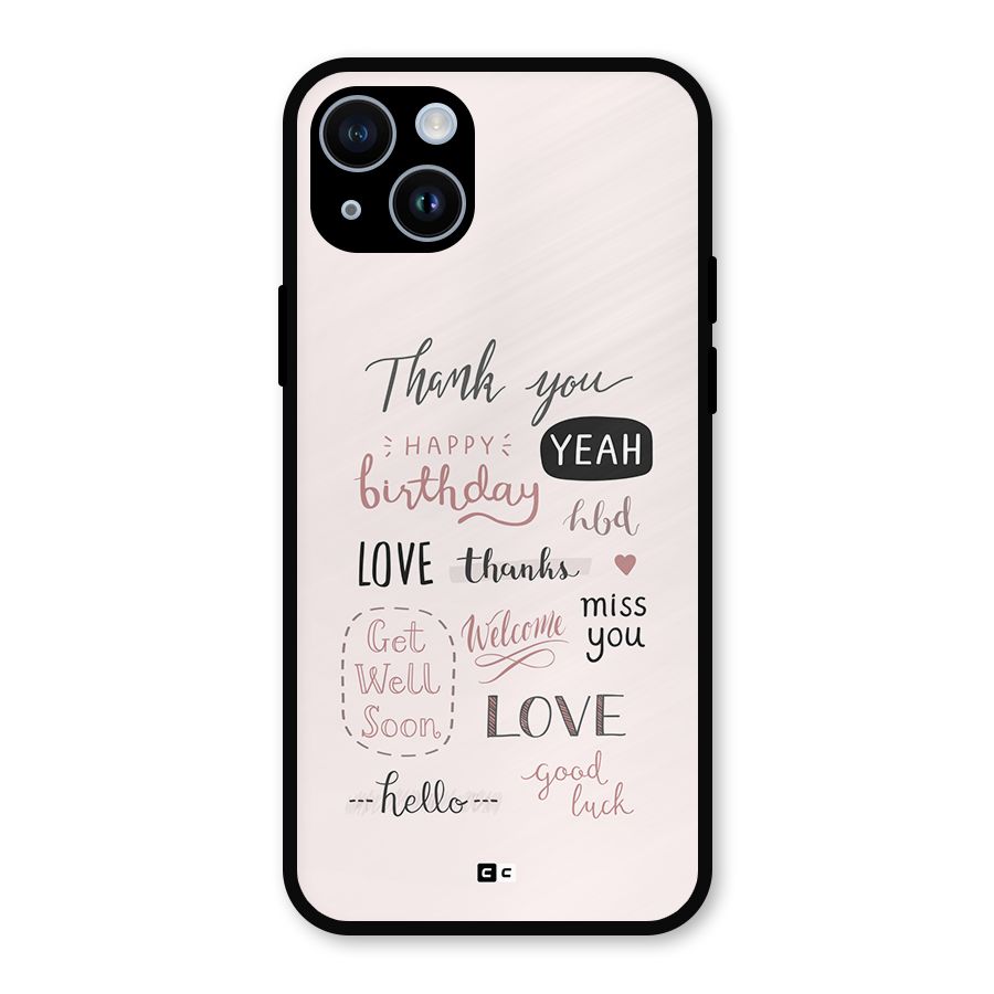 Cute Quotes Metal Back Case for iPhone 14