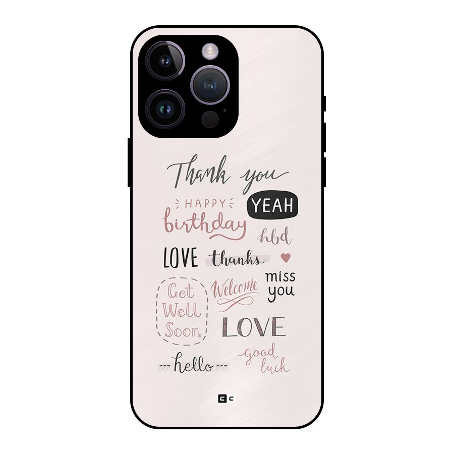 Cute Quotes Metal Back Case for iPhone 14 Pro Max