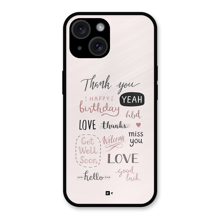 Cute Quotes Metal Back Case for iPhone 15