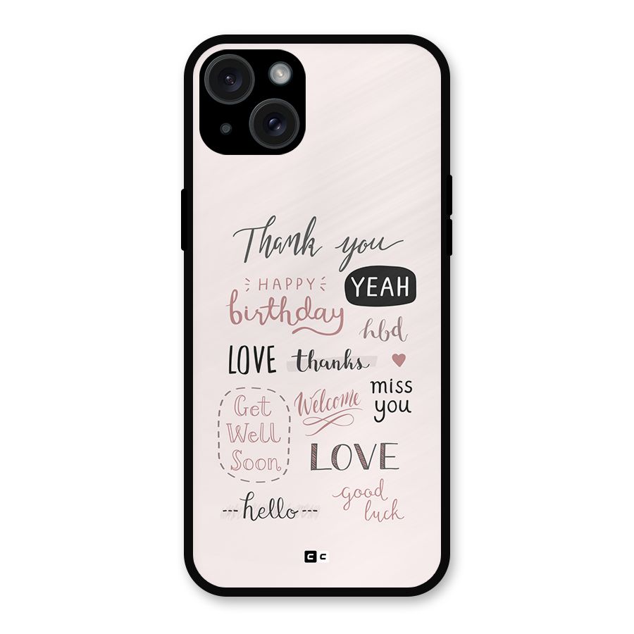 Cute Quotes Metal Back Case for iPhone 15 Plus