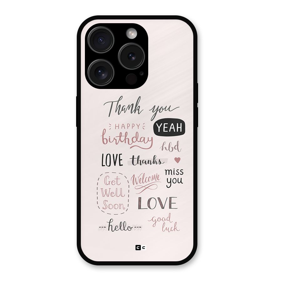Cute Quotes Metal Back Case for iPhone 15 Pro