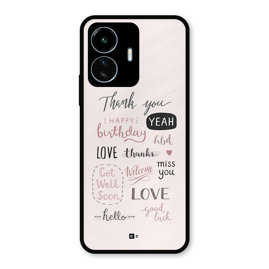 Cute Quotes Metal Back Case for vivo iQOO Z6 Lite 5G