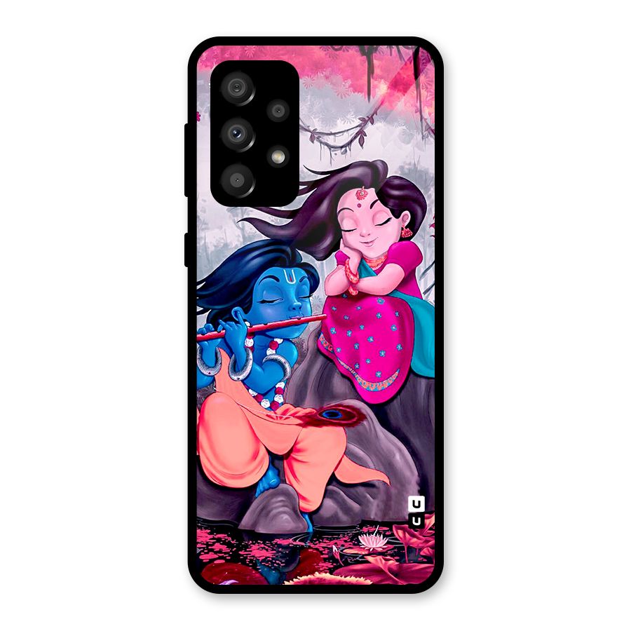 Cute Radha Krishna Glass Back Case for Galaxy A32