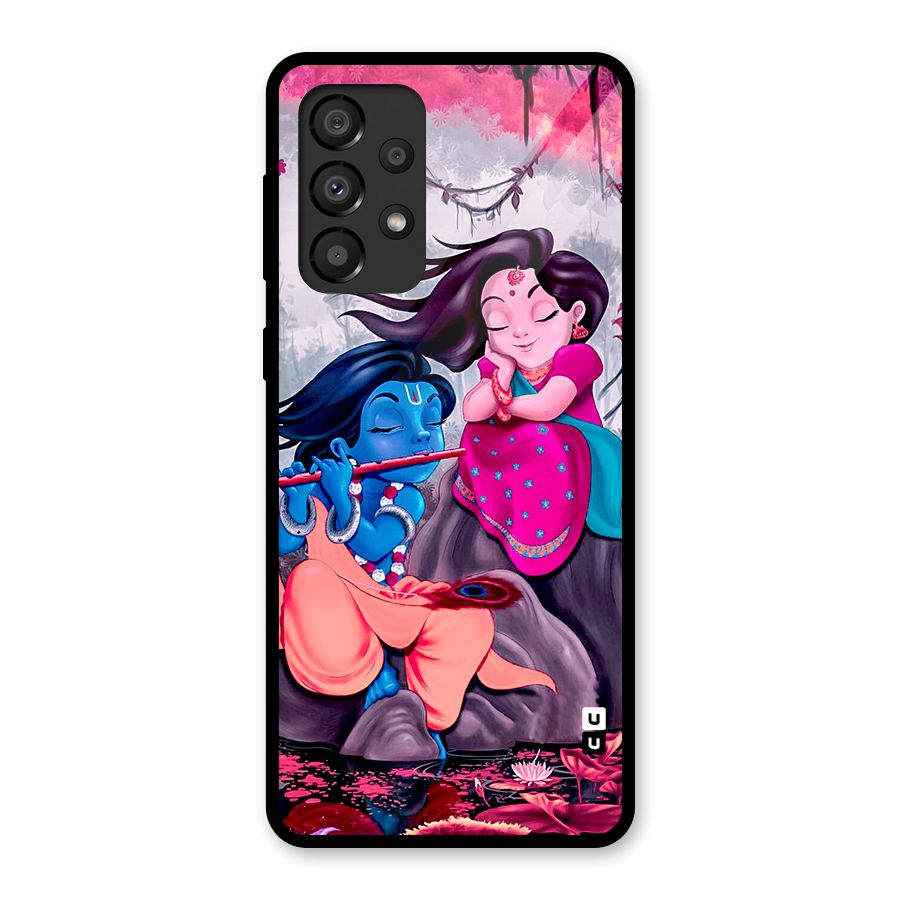 Cute Radha Krishna Glass Back Case for Galaxy A33 5G
