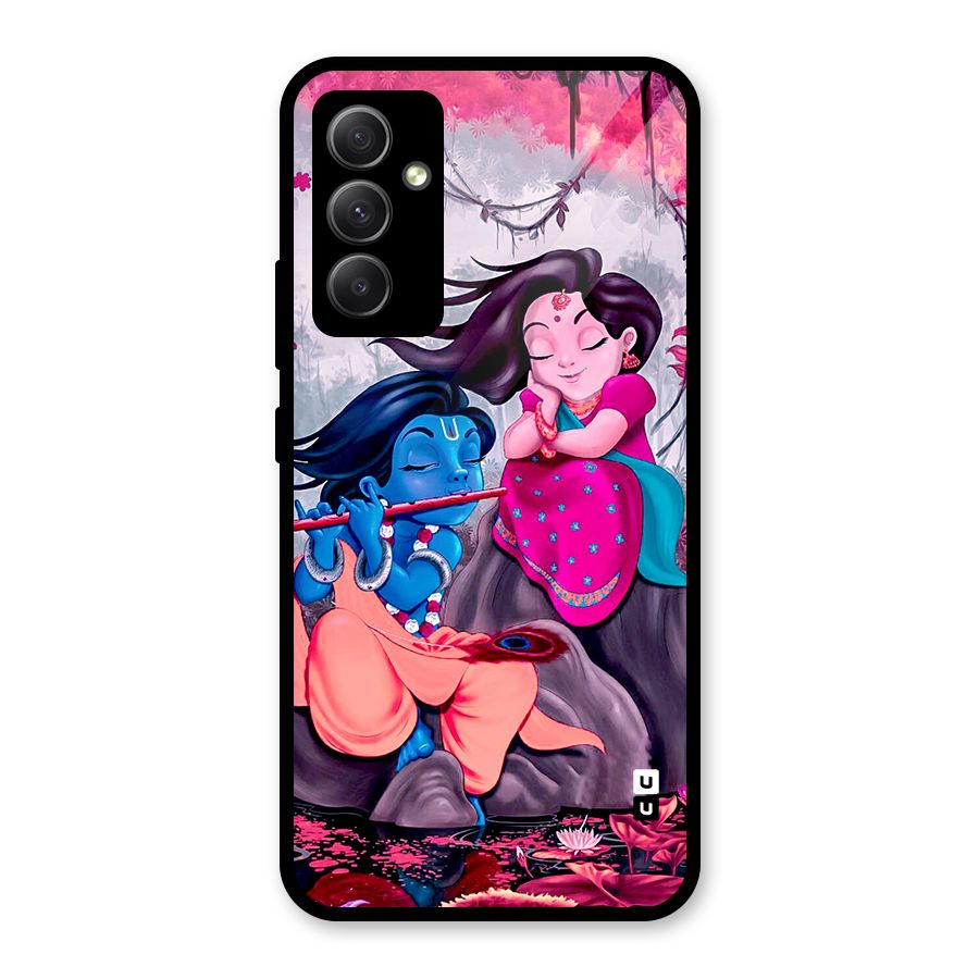 Cute Radha Krishna Glass Back Case for Galaxy A34