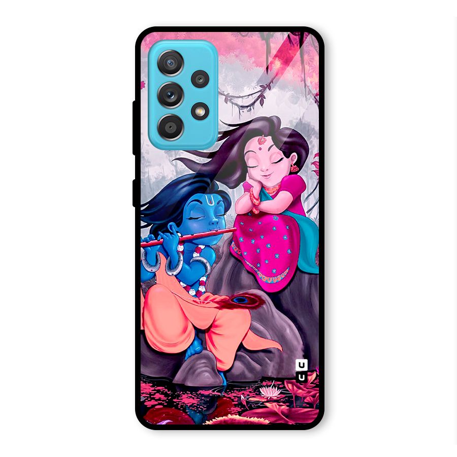 Cute Radha Krishna Glass Back Case for Galaxy A52