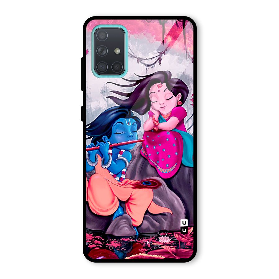 Cute Radha Krishna Glass Back Case for Galaxy A71