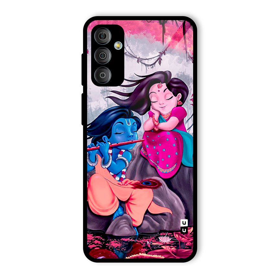 Cute Radha Krishna Glass Back Case for Galaxy F23