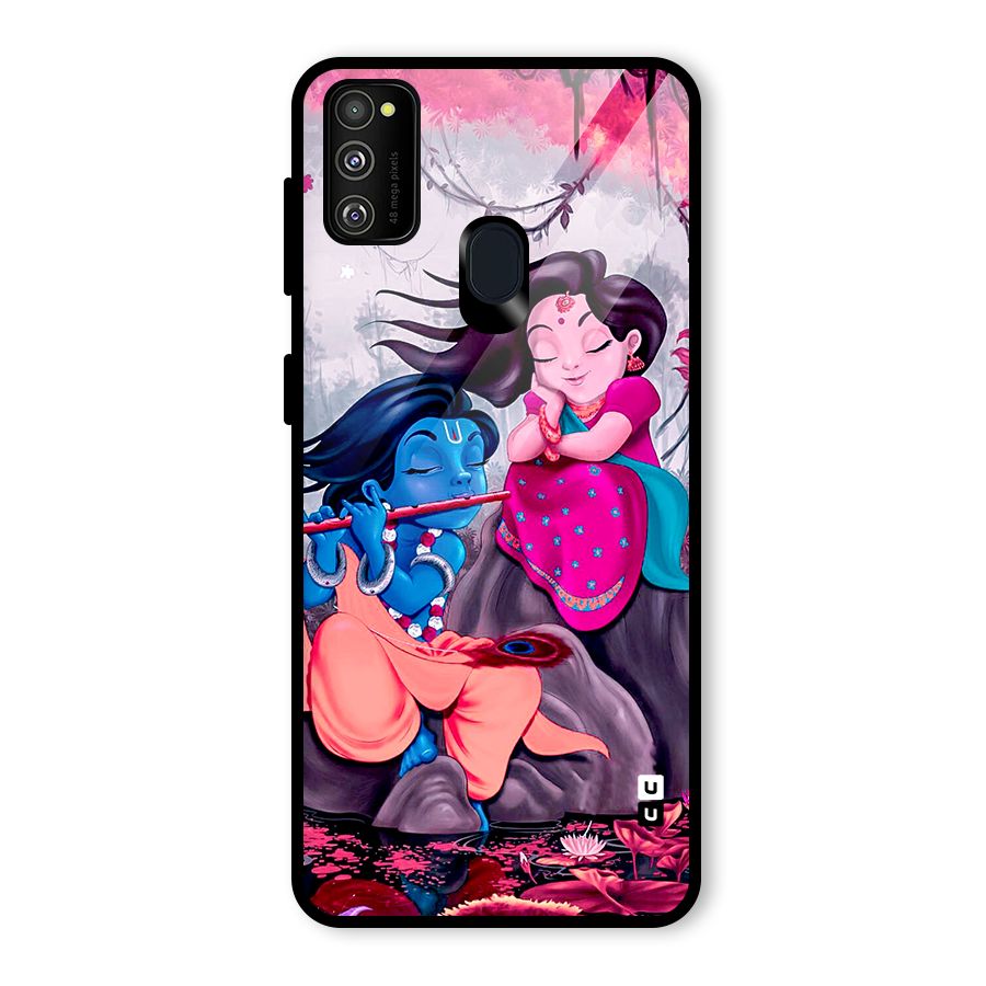 Cute Radha Krishna Glass Back Case for Galaxy M30s