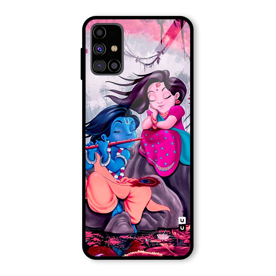 Cute Radha Krishna Glass Back Case for Galaxy M31s