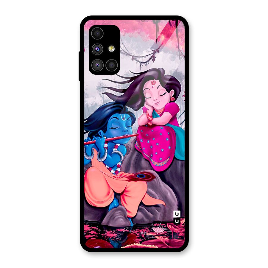 Cute Radha Krishna Glass Back Case for Galaxy M51