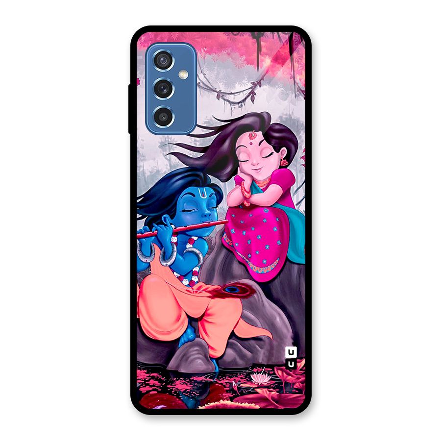 Cute Radha Krishna Glass Back Case for Galaxy M52 5G