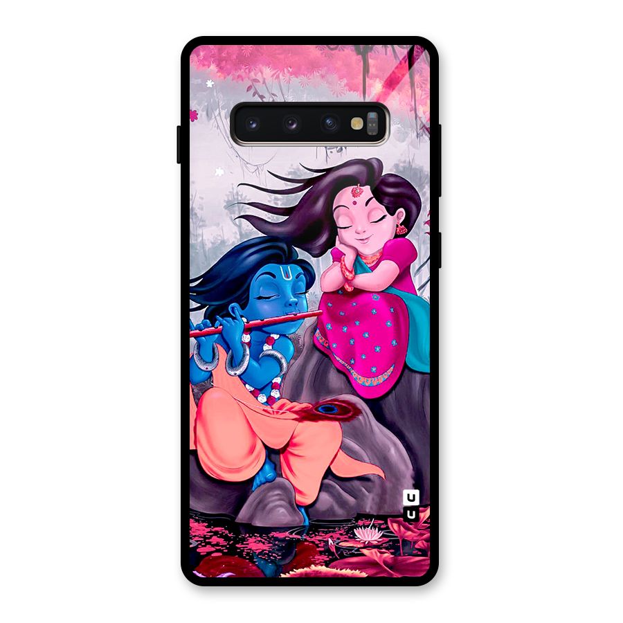 Cute Radha Krishna Glass Back Case for Galaxy S10 Plus