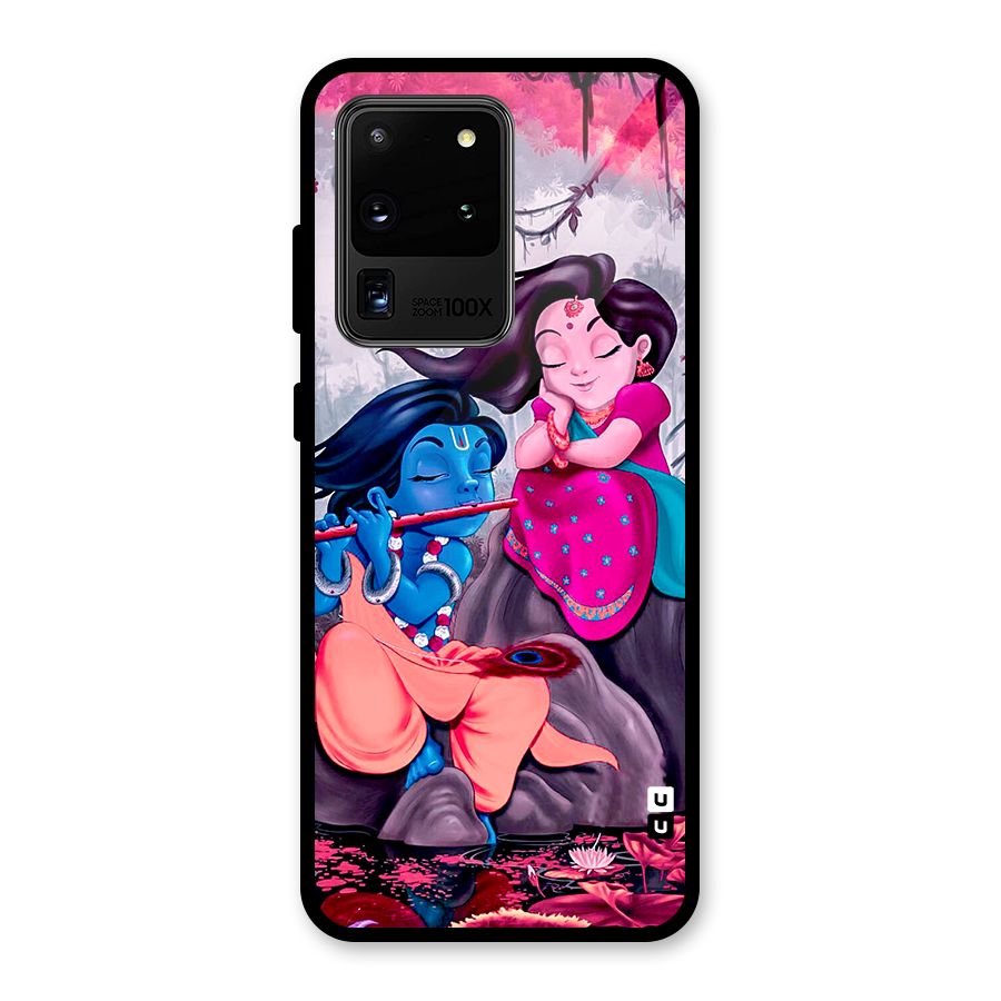 Cute Radha Krishna Glass Back Case for Galaxy S20 Ultra