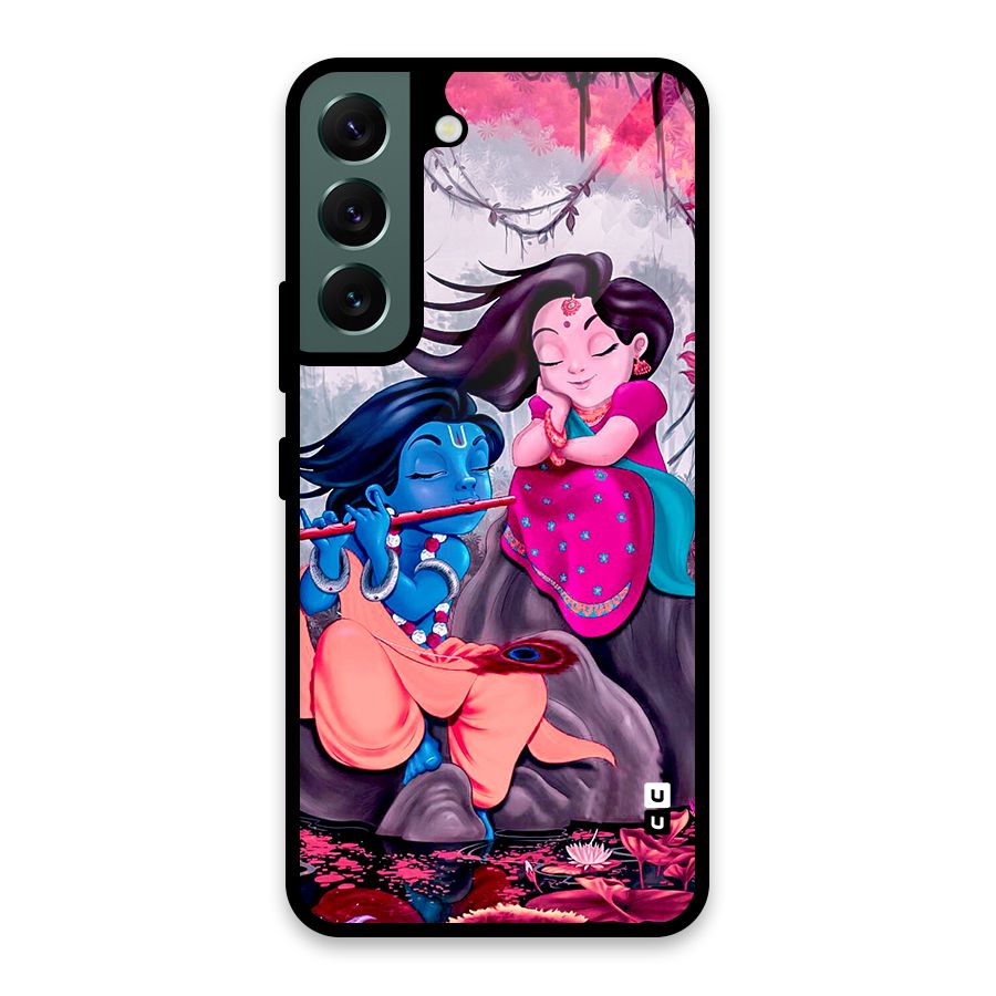 Cute Radha Krishna Glass Back Case for Galaxy S22 5G