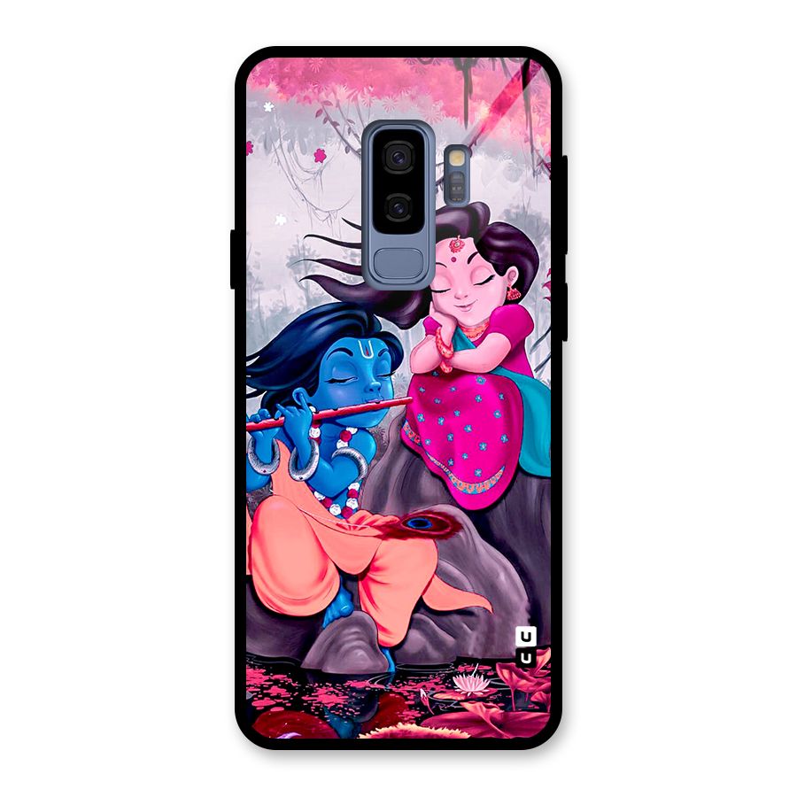 Cute Radha Krishna Glass Back Case for Galaxy S9 Plus