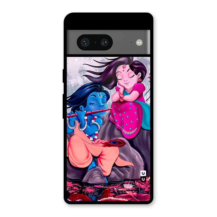 Cute Radha Krishna Glass Back Case for Google Pixel 7