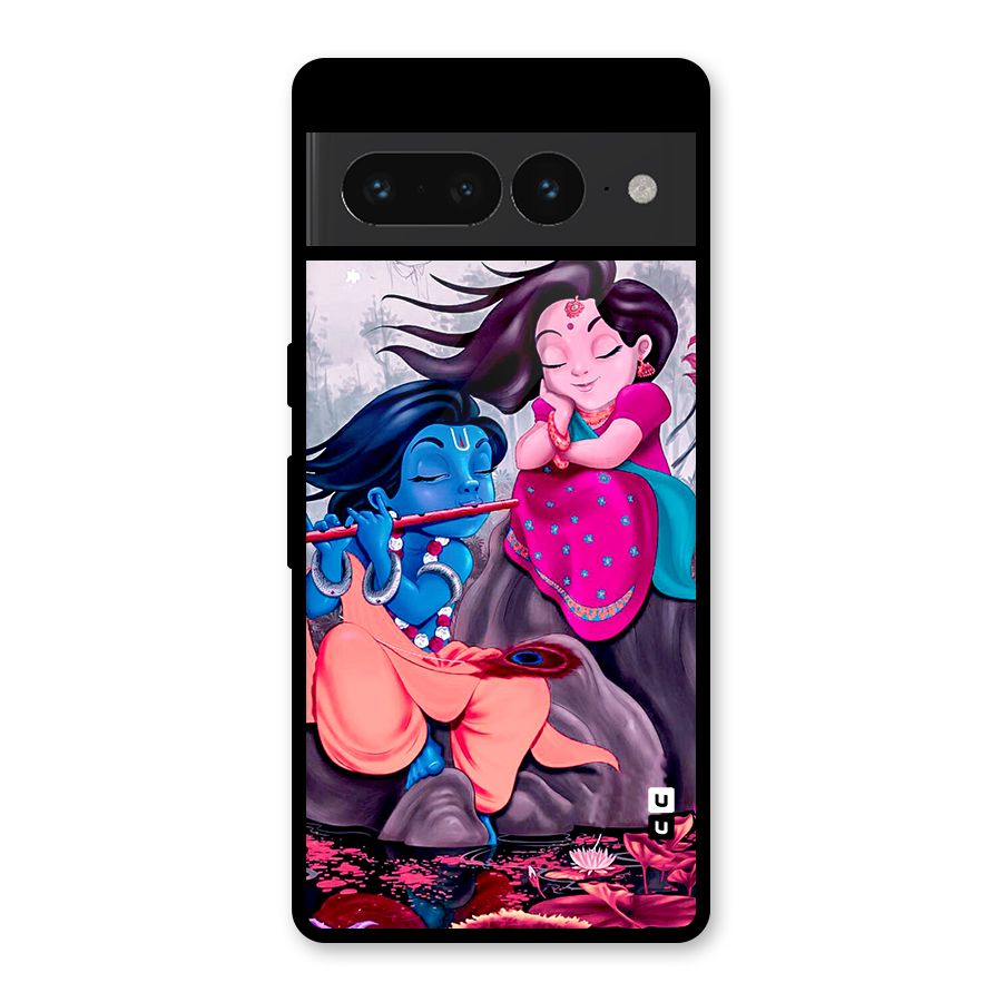 Cute Radha Krishna Glass Back Case for Google Pixel 7 Pro