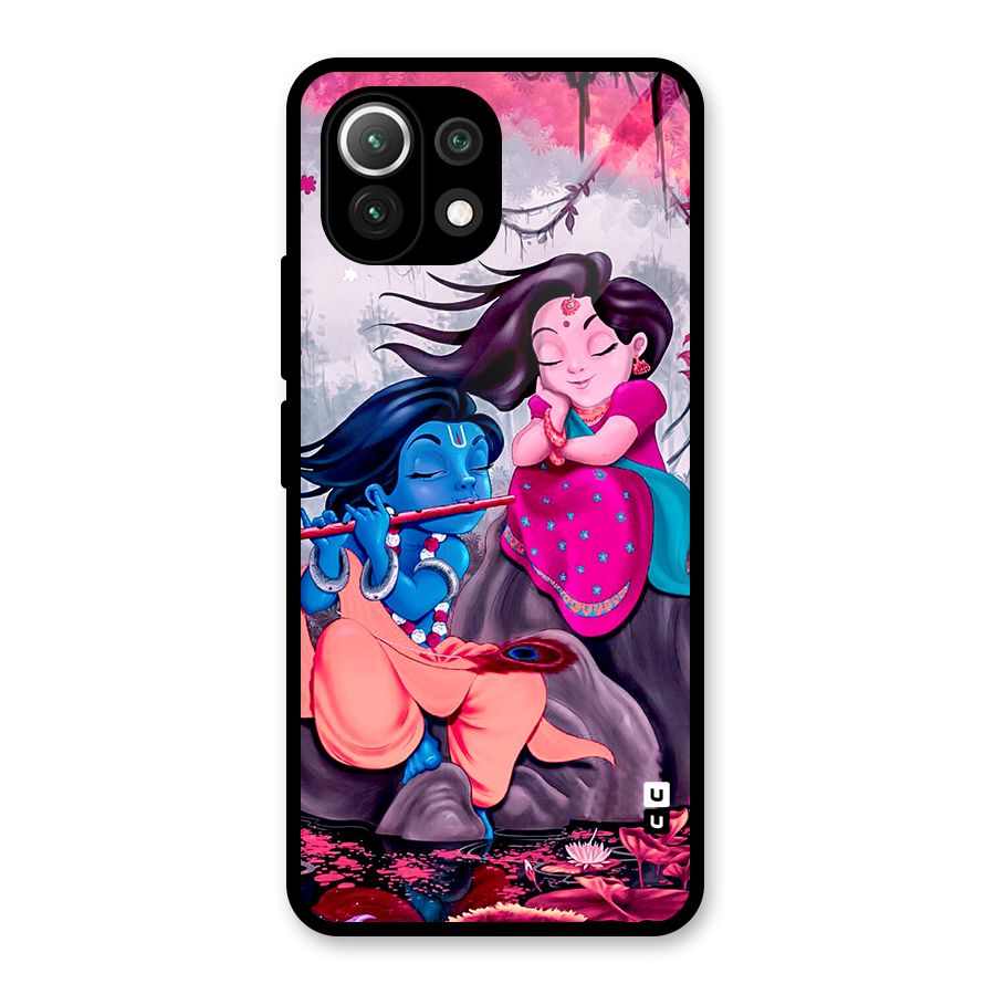 Cute Radha Krishna Glass Back Case for Mi 11 Lite NE 5G