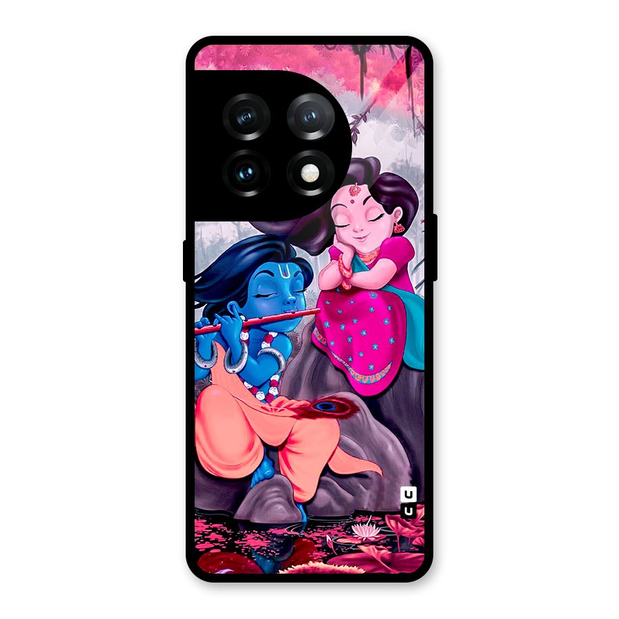 Cute Radha Krishna Glass Back Case for OnePlus 11