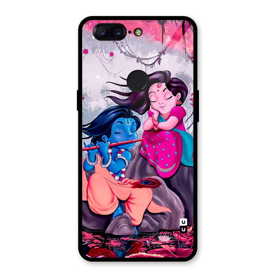 Cute Radha Krishna Glass Back Case for OnePlus 5T