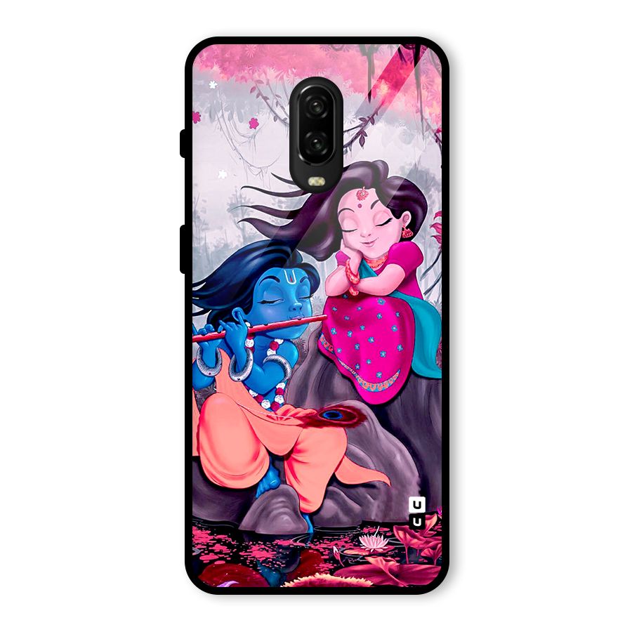 Cute Radha Krishna Glass Back Case for OnePlus 6T