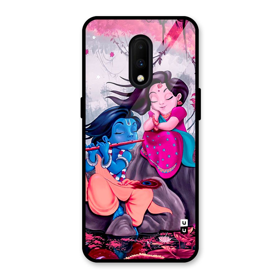Cute Radha Krishna Glass Back Case for OnePlus 7