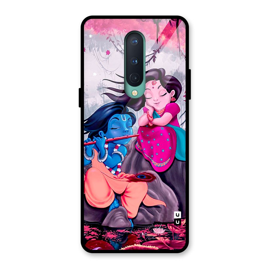 Cute Radha Krishna Glass Back Case for OnePlus 8