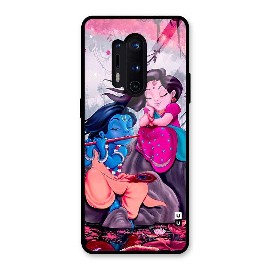 Cute Radha Krishna Glass Back Case for OnePlus 8 Pro