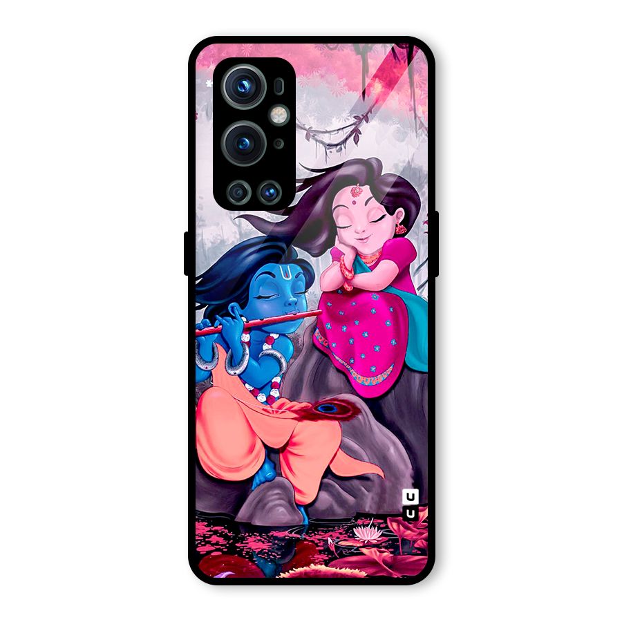 Cute Radha Krishna Glass Back Case for OnePlus 9 Pro