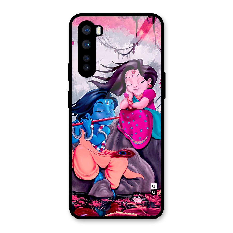 Cute Radha Krishna Glass Back Case for OnePlus Nord