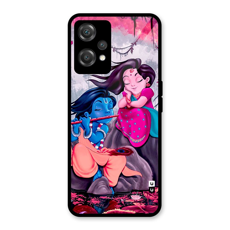 Cute Radha Krishna Glass Back Case for OnePlus Nord CE 2 Lite 5G