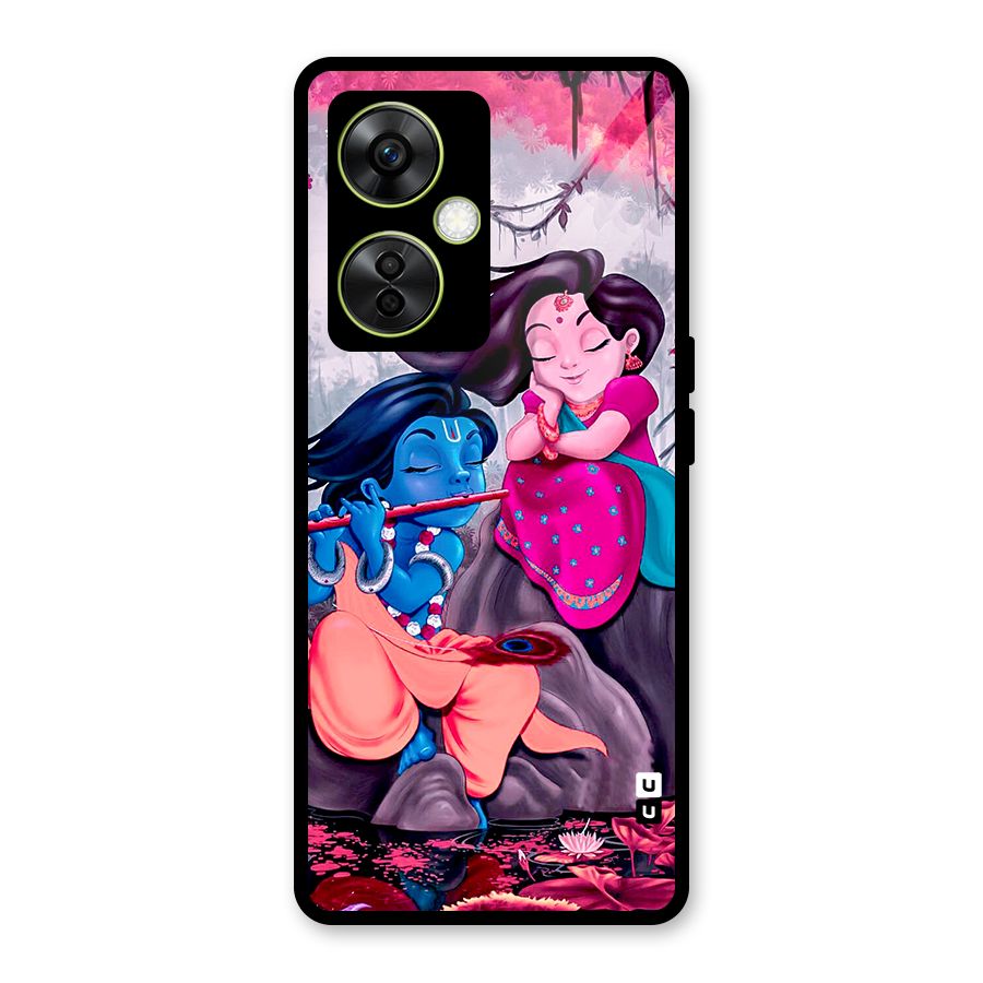 Cute Radha Krishna Glass Back Case for OnePlus Nord CE 3 Lite