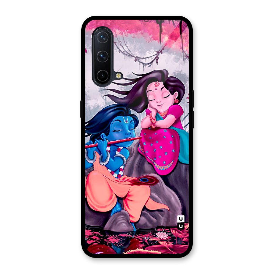 Cute Radha Krishna Glass Back Case for OnePlus Nord CE 5G