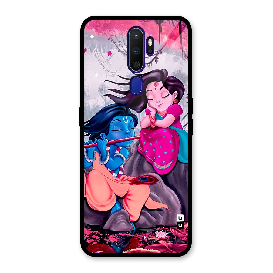 Cute Radha Krishna Glass Back Case for Oppo A9 (2020)