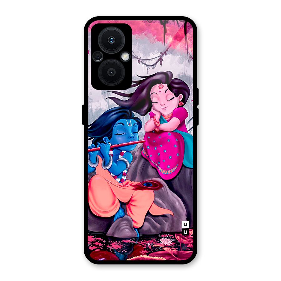 Cute Radha Krishna Glass Back Case for Oppo F21s Pro 5G