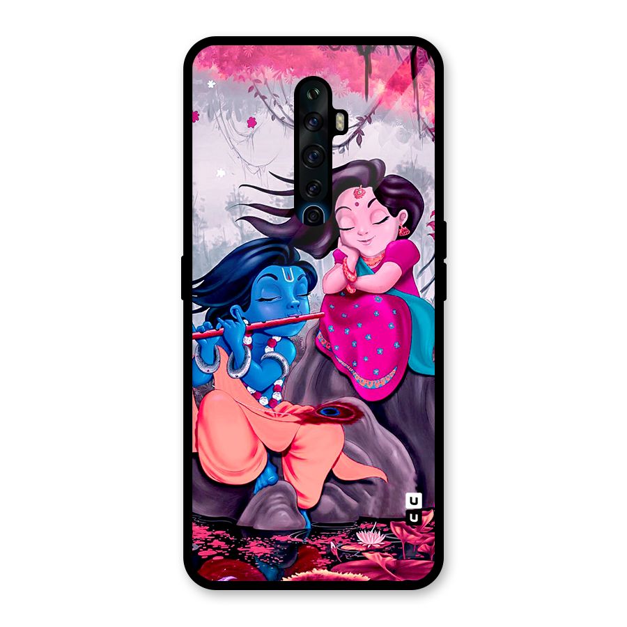 Cute Radha Krishna Glass Back Case for Oppo Reno2 Z