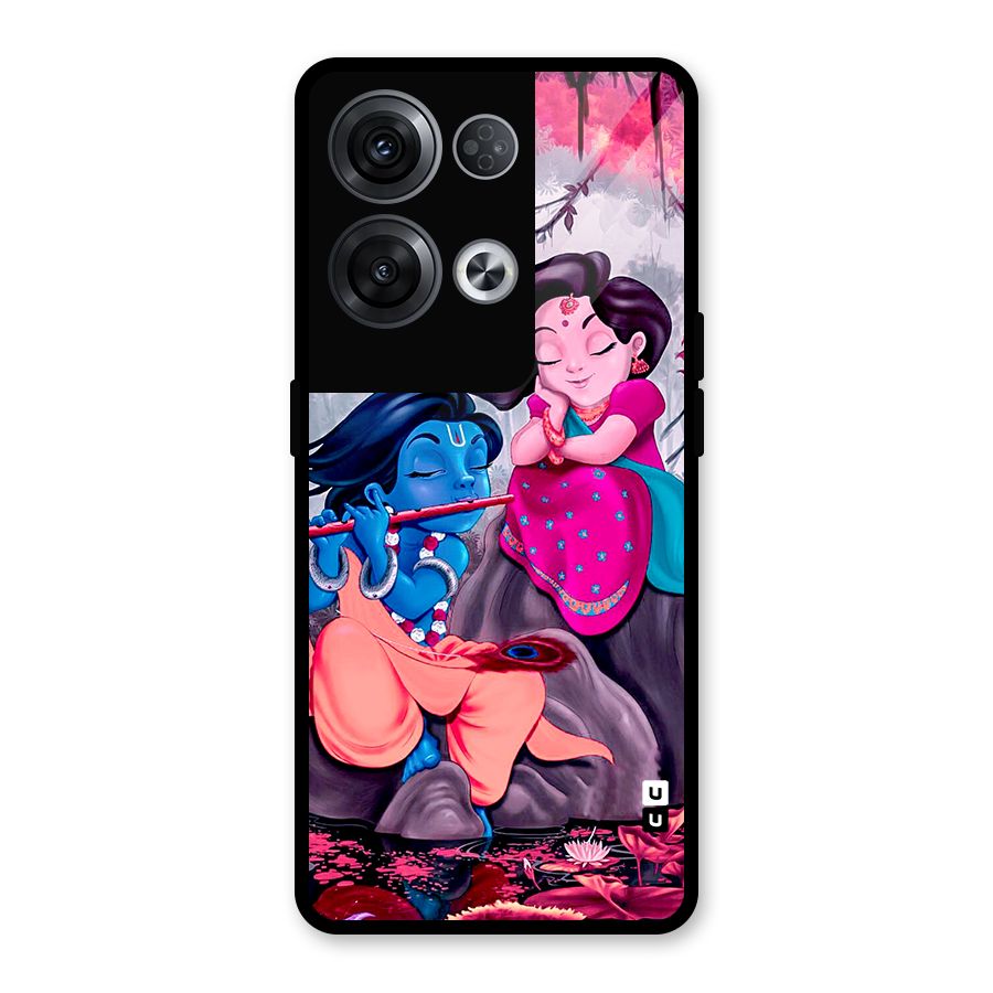Cute Radha Krishna Glass Back Case for Oppo Reno8 Pro 5G