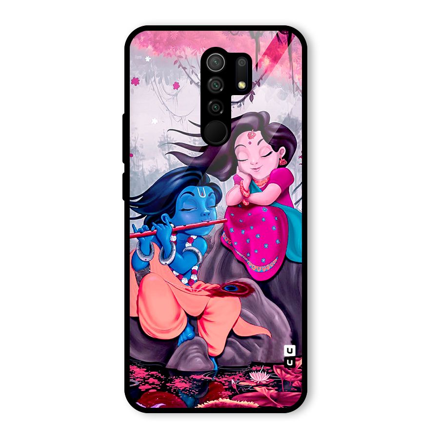 Cute Radha Krishna Glass Back Case for Poco M2