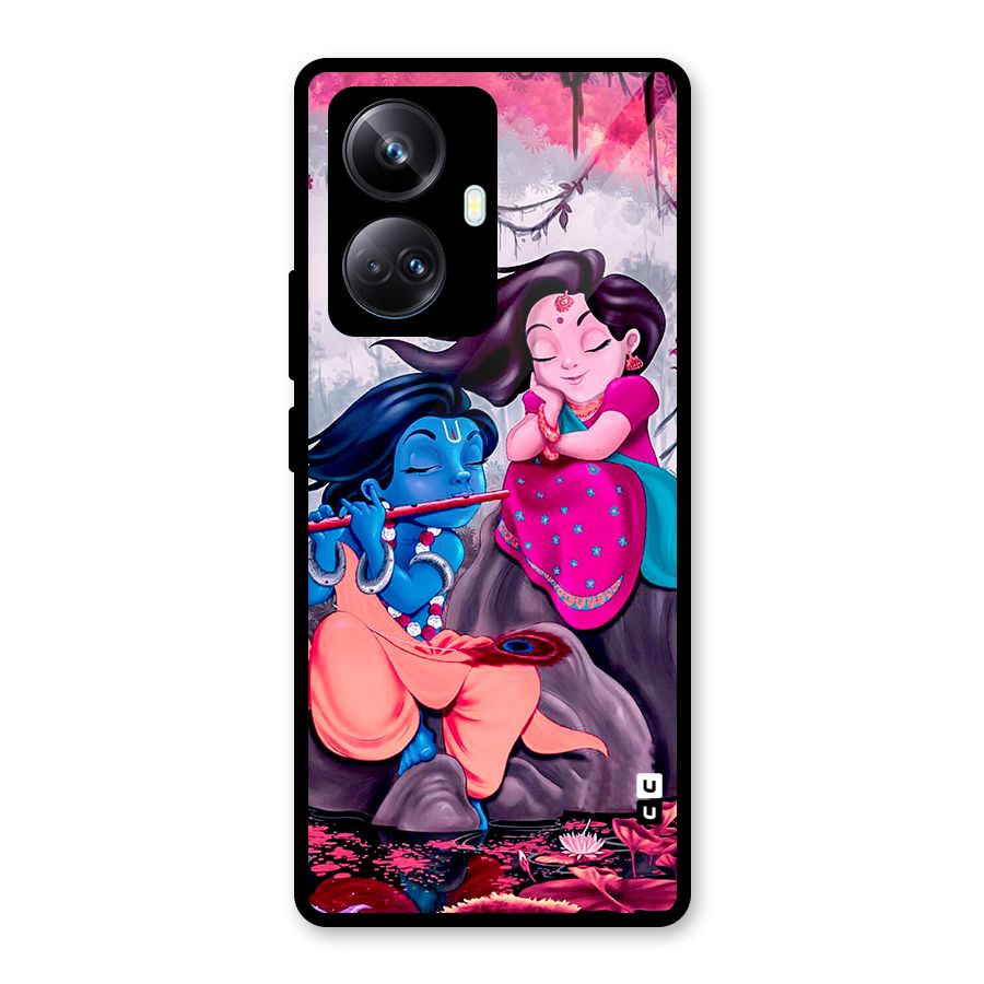 Cute Radha Krishna Glass Back Case for Realme 10 Pro Plus