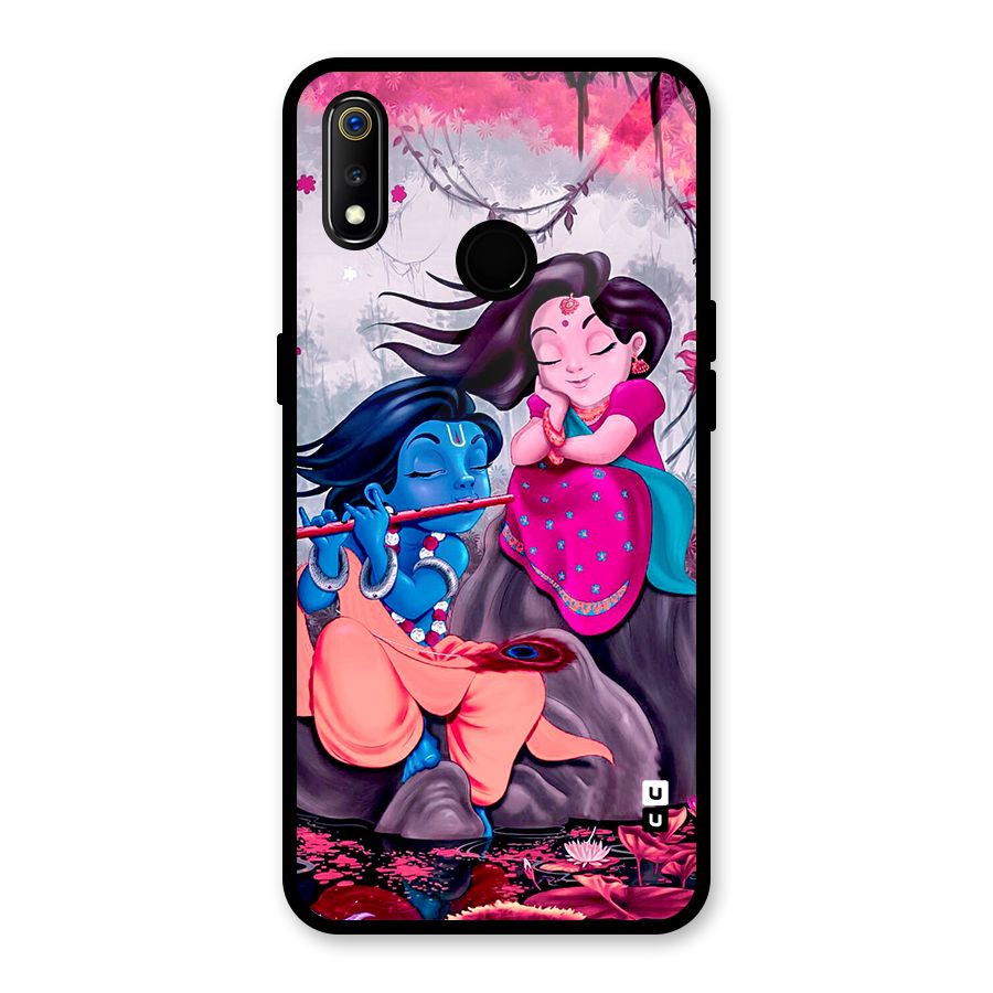 Cute Radha Krishna Glass Back Case for Realme 3i