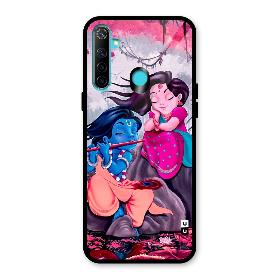 Cute Radha Krishna Glass Back Case for Realme 5i
